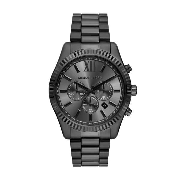 Michael Kors heren polshorloge collectie Lexinton. Staal met stalen band zwart. 10 ATM waterdicht.